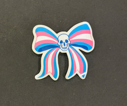 Transgender Skull Bow sticker